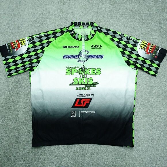 Louis Garneau Cyclist Shirt Men 2XL Green Black Spokes N Skis Altoona Pa - Picture 1 of 6